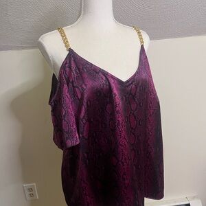 Michael Kors Magenta Snake Print Camisole with Gold Straps